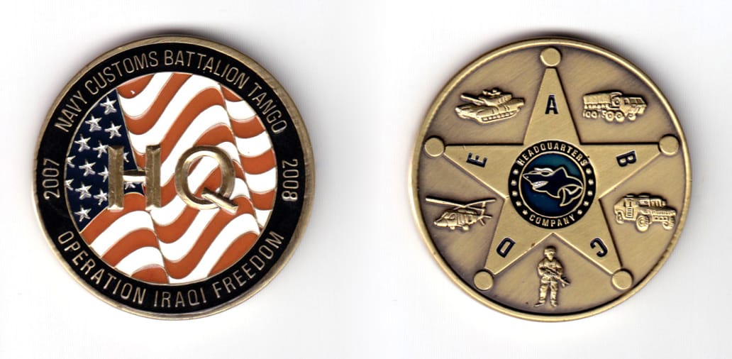 Round shaped coin, brass in coloe, 1 3/4 inches in diameter.