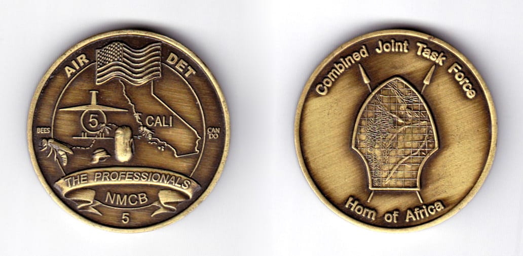 Round shaped coin, very antique brass in color, 1 19/32 inches in diameter.