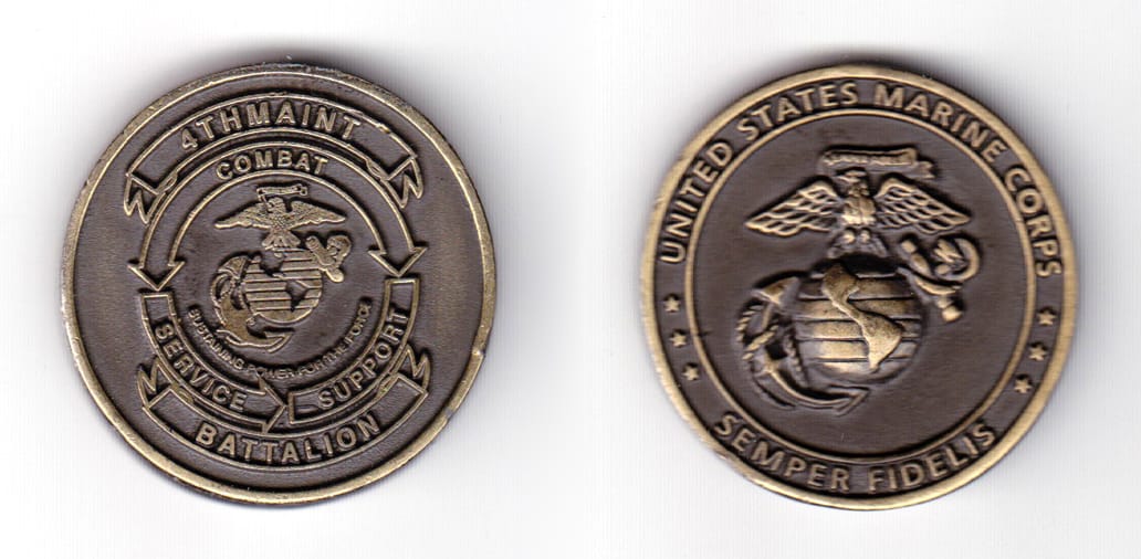 Round shaped coin, very antique brass in color, 1 35/64 inches in diameter.