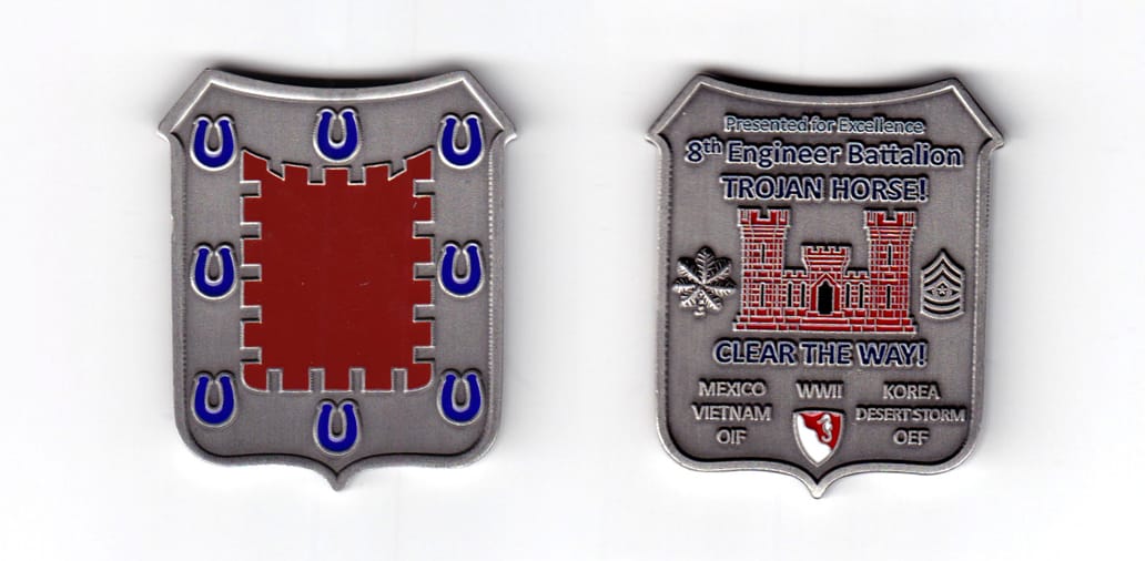 Coin is shaped in the form of a 16th century English Heraldic shield, antique pewter in color, 1 15/16 inches high x 1 4...