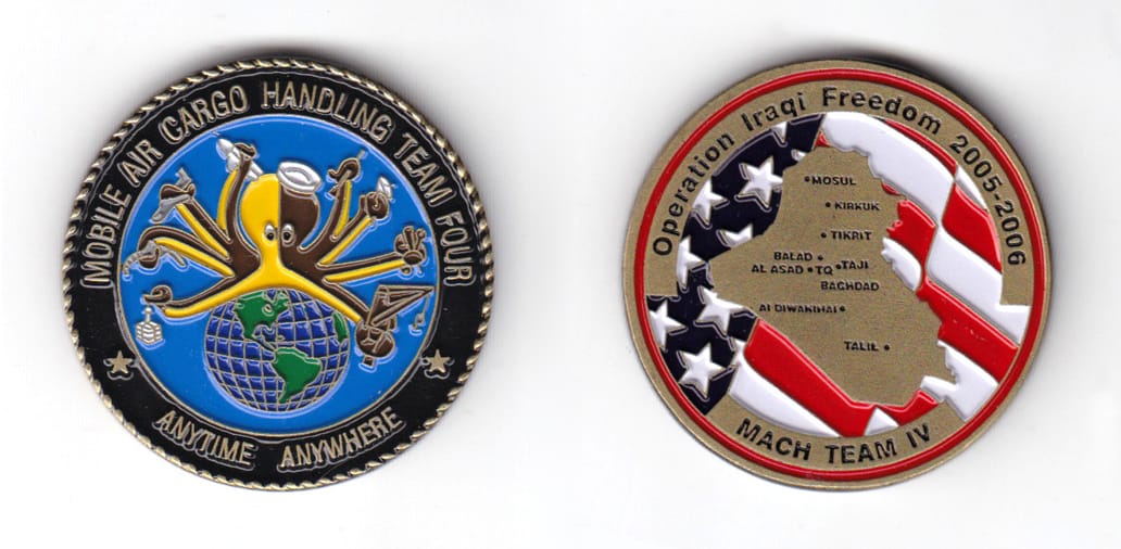 Round shaped coin, very antique brass in color, 1 19/32 inches in diameter.