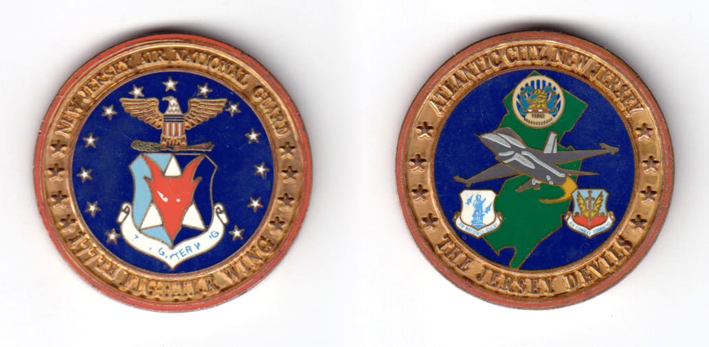 Round shaped coin, copper in color, 1 1/2 inches in diameter.