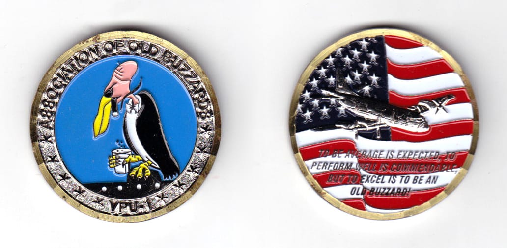 Round shaped coin, pewter in color, 1 1/2 inches in diameter.