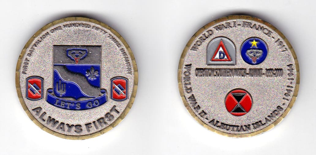 Round shaped coin, pewter in color, 1 9/16 inches in diameter.