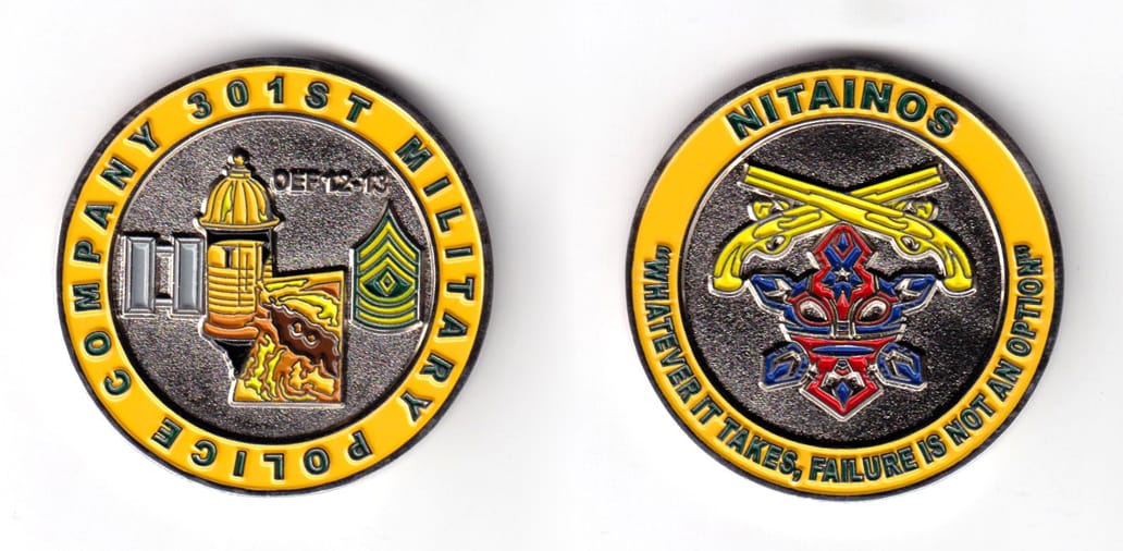 Round shaped coin, silver in color, 1 49/64 inches in diameter.