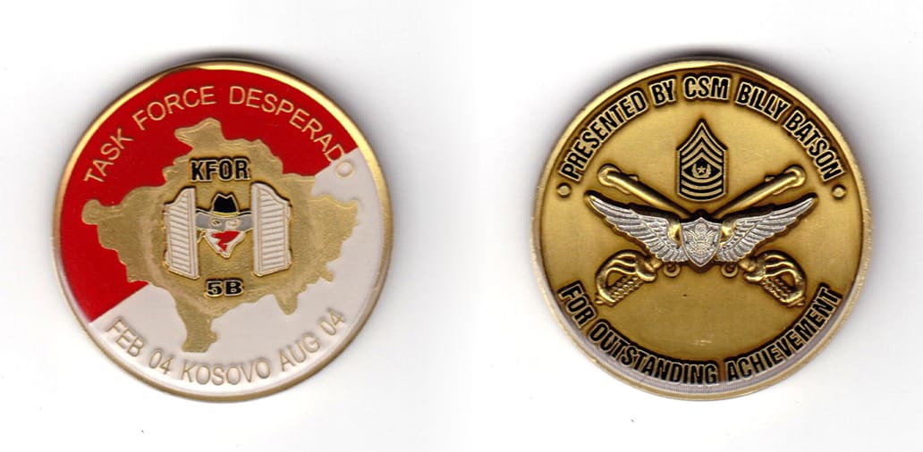 Round shaped coin antique brass in color, 1 25/32 inches in diameter.