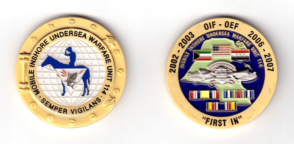 Round shaped unit, brass in color. 1 51/64 inches in diameter.