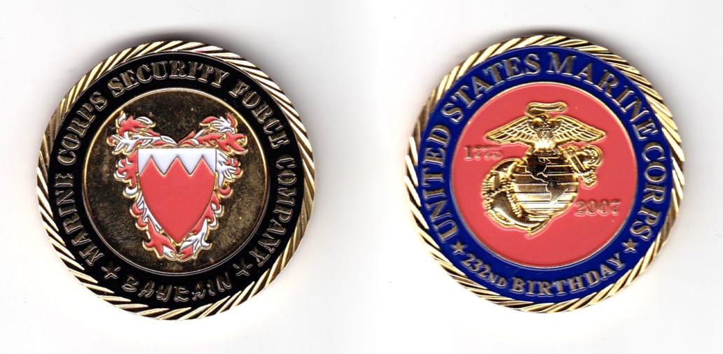 Round shaped coin, brass in color, 1 3/4 inches in color.