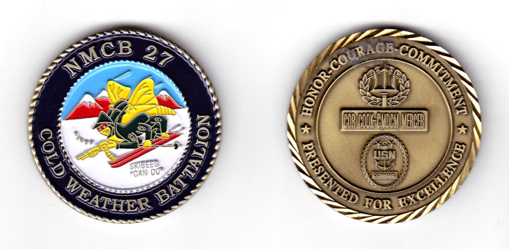 Round shaped coin, antique pewter in color, 1 51/64 inches in diameter.