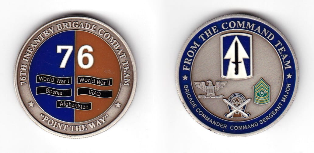 Round shaped coin, antique pewter in color, 1 35/64 inches in diameter.