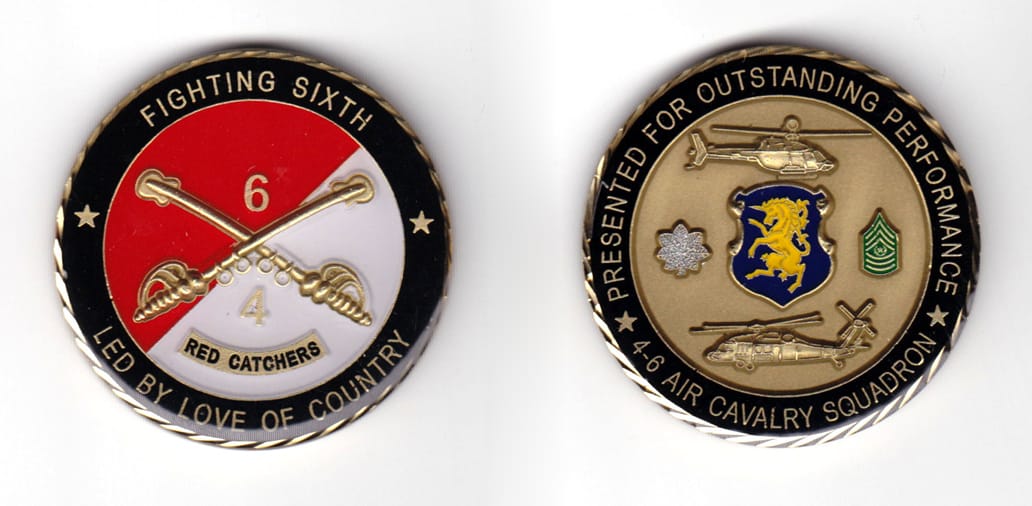 Round shaped coin, antique brass in color, 1 61/64 inches in diameter.