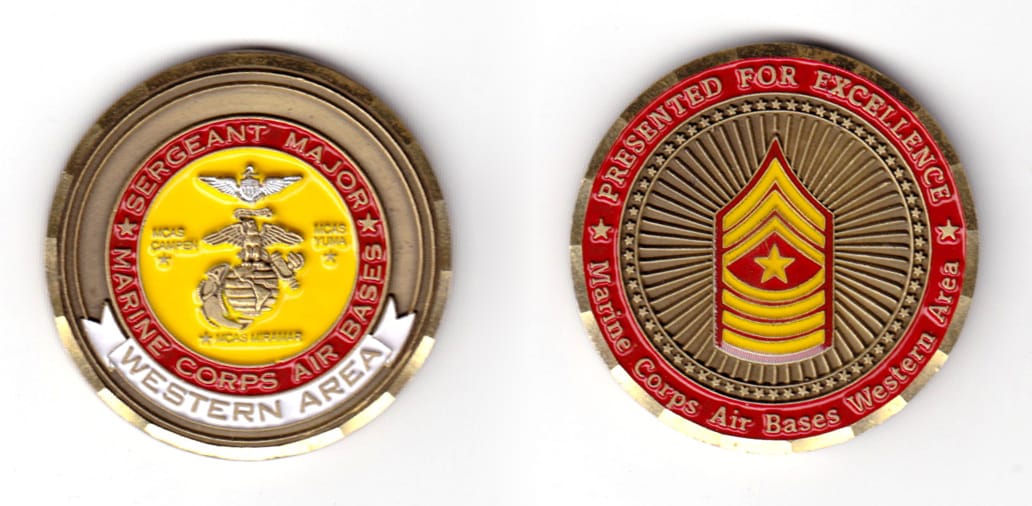 Round shaped coin, antique brass in color, 1 49/64 inches in diameter.