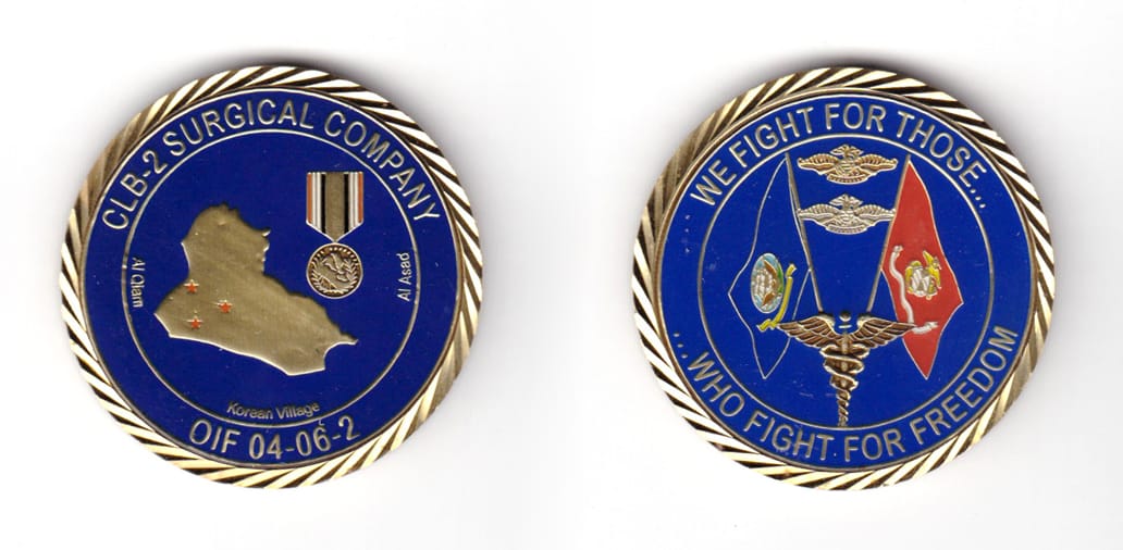 Round shaped coin, brass in color, 1 43/64 inches in diameter.