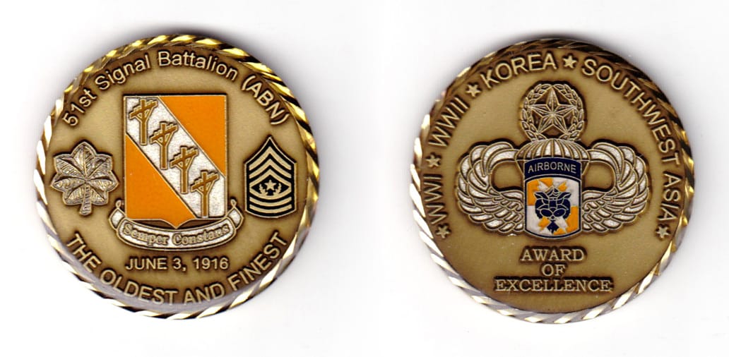 Round shaped coin, antique brass in color, 1 25/64 inches in diameter.