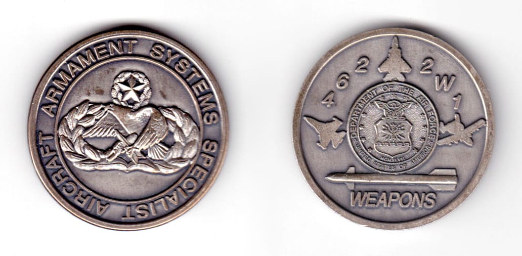 Round shaped coin, antique pewter in color, 1 5/8 inches in diameter.