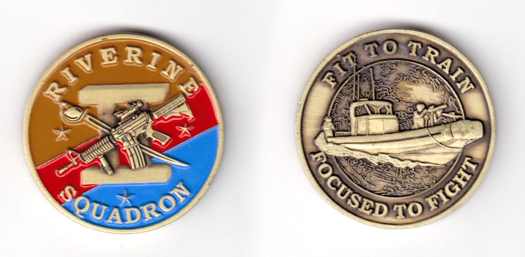 Round shaped coin, brass in color, 1 9/16 inches in diameter.