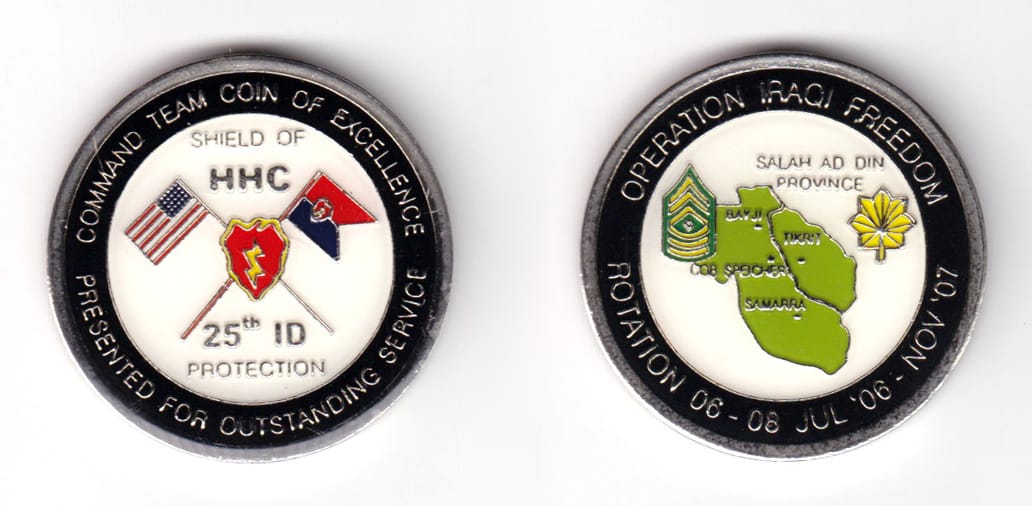 Rouns shaped coin pewter in color, 1 11/16 inches in diameter.