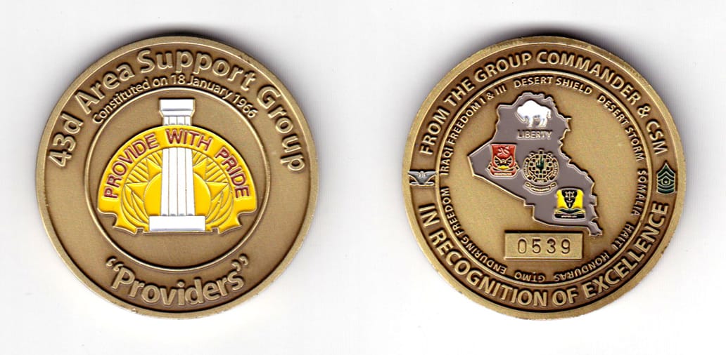 Round shaped coin, antique brass in color, 1 49/64 inches in diameter.