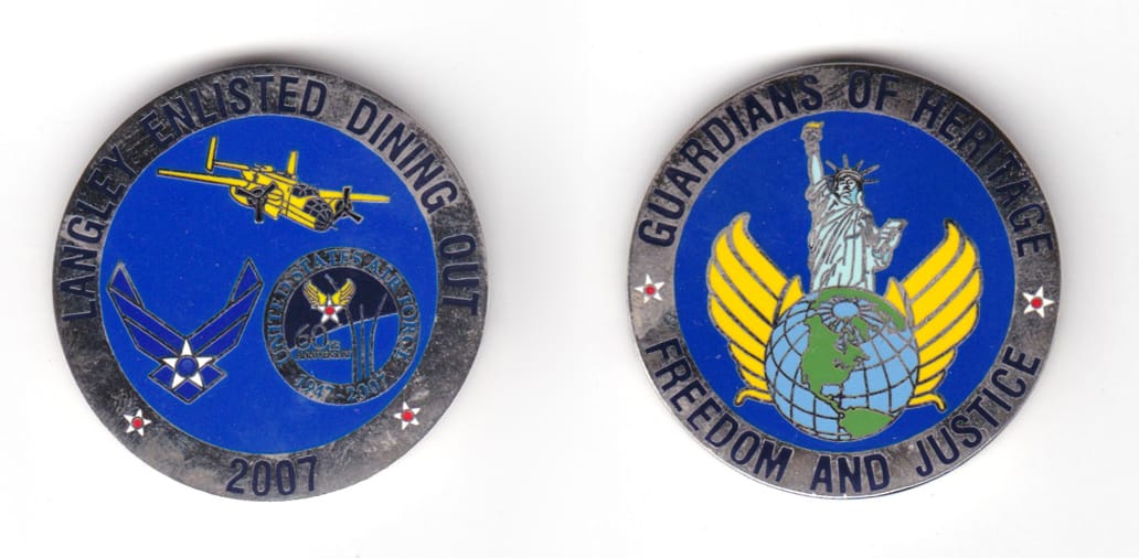 Round shaped coin, silver in color, 1 41/64 inches in diameter.