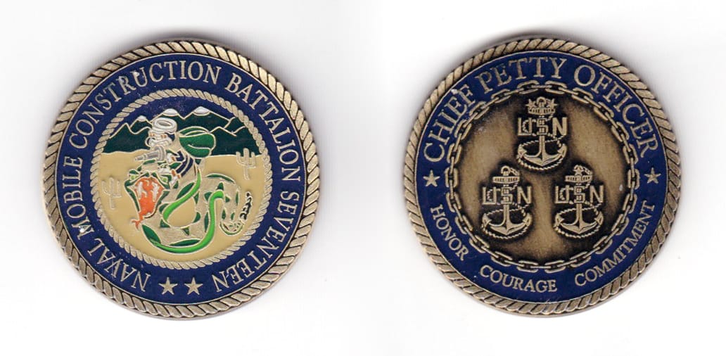 Round shaped coin, antique brassin color, 1 1/2 inches in diameter.