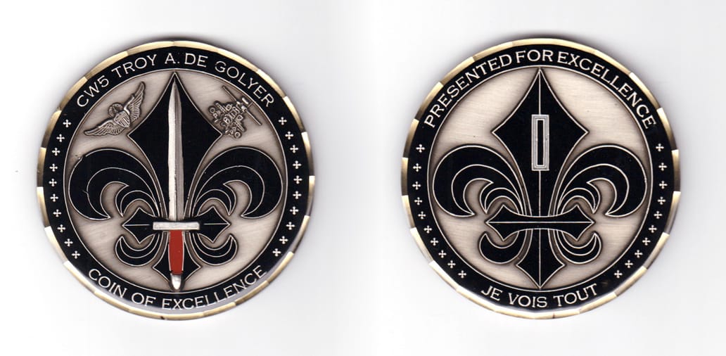 Round shaped coin, antique brass in color, 2 35/64 inches in Diameter.