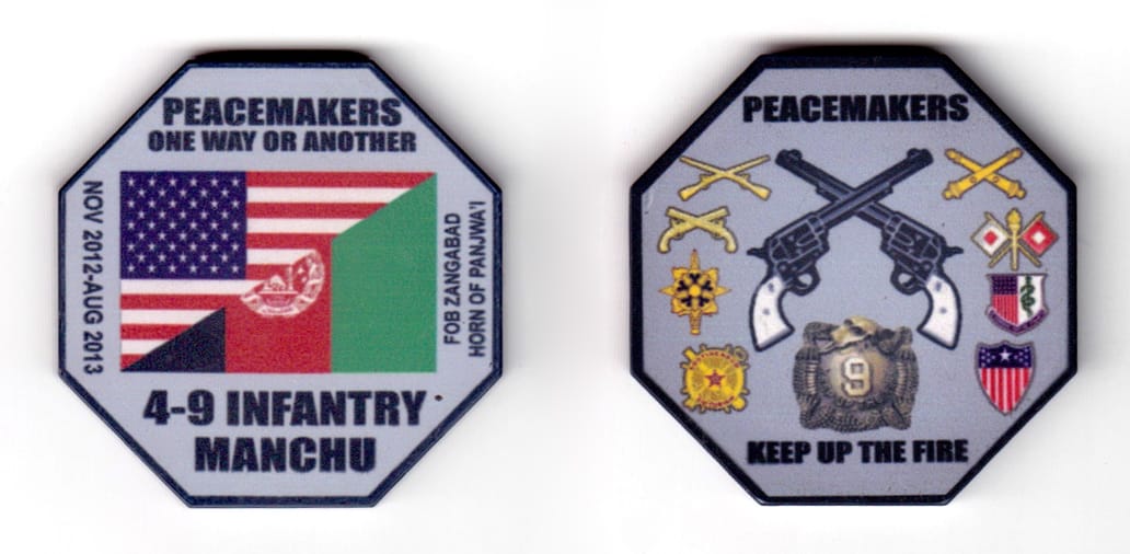 Octogon shaped poker chip, gray in color, 1 57/64 inches high x       1 57/64 wide.