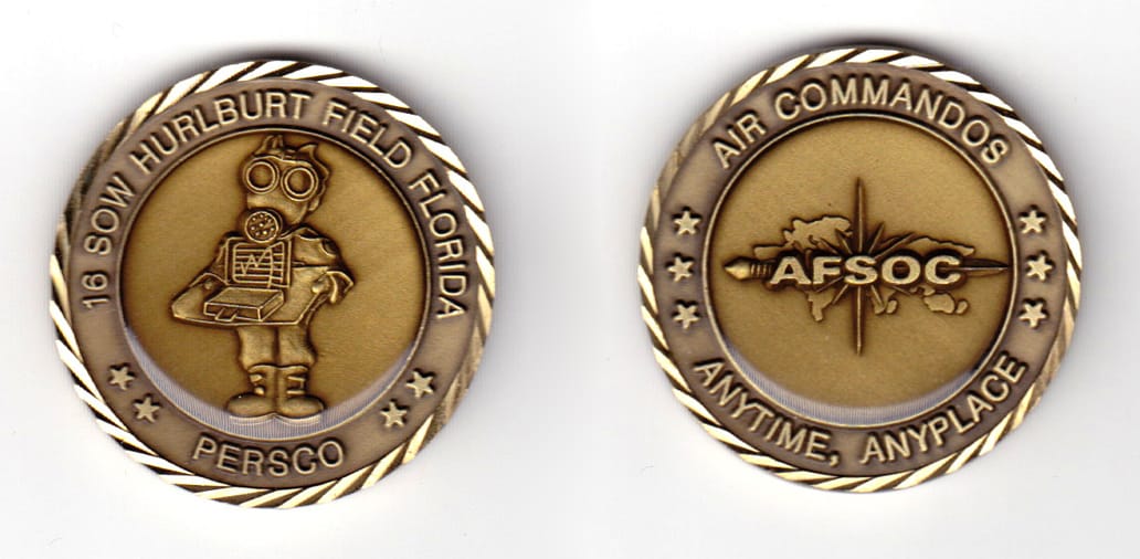 Round shaped coin, antique brass in color, 1 19/32 inches in diameter.