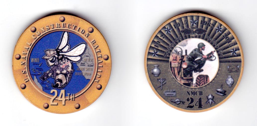 Round shaped poker chip, tan in color, 1 43/64 inches in diameter.