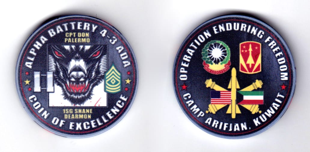 Round shaped poker chip, blue in color, 1 51/64 inches in color.