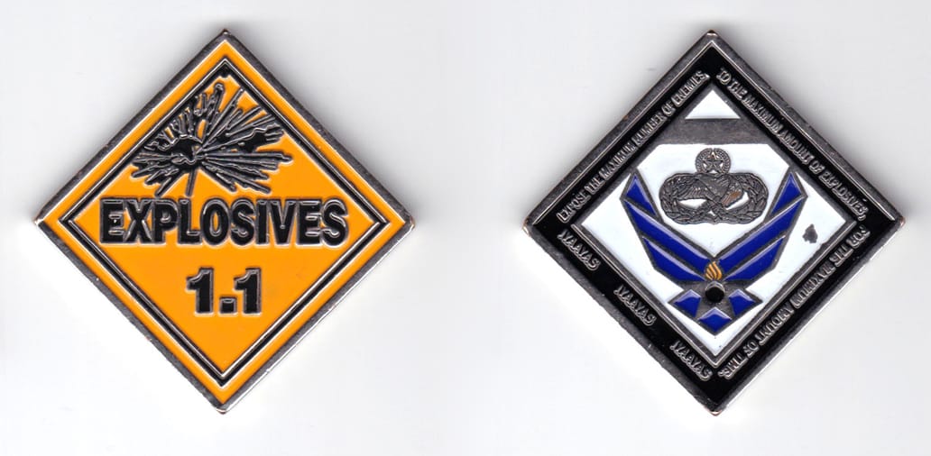 Square shaped coin with corner down, pewter in color, 2 3/32 inches high x 2 3/32 inches wide.