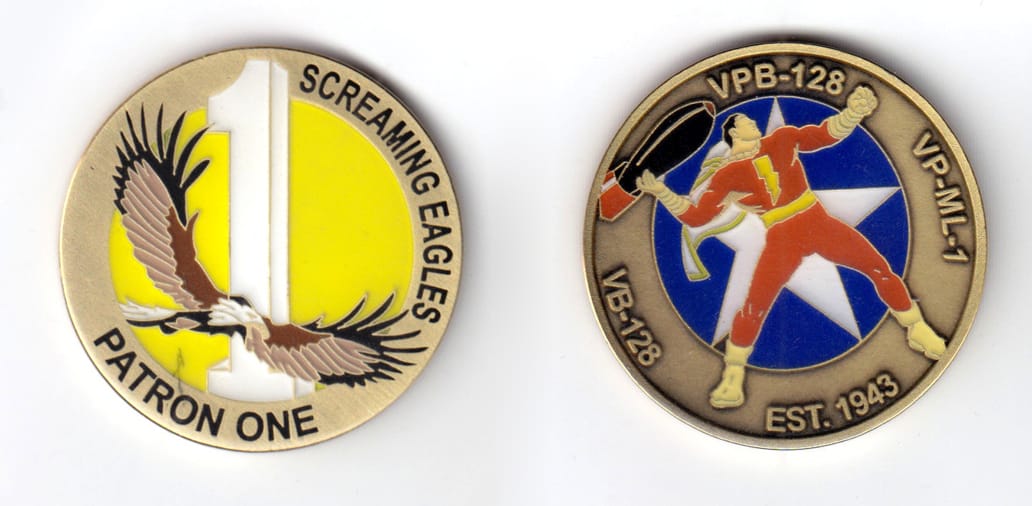 Round shaped coin, antique brass in color, 1 3/4 inches in diameter.