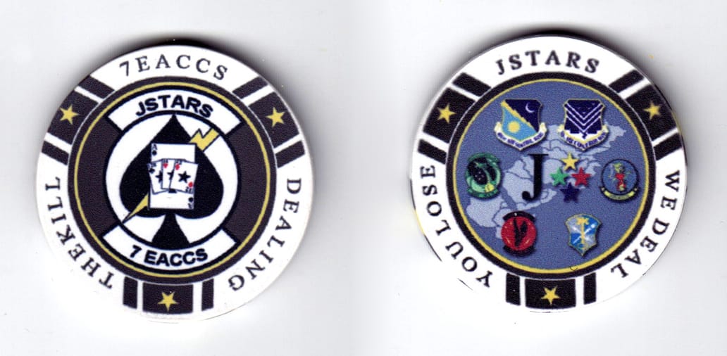 Round shaped poker chip, white in color, 1 3/4 inches in diameter.