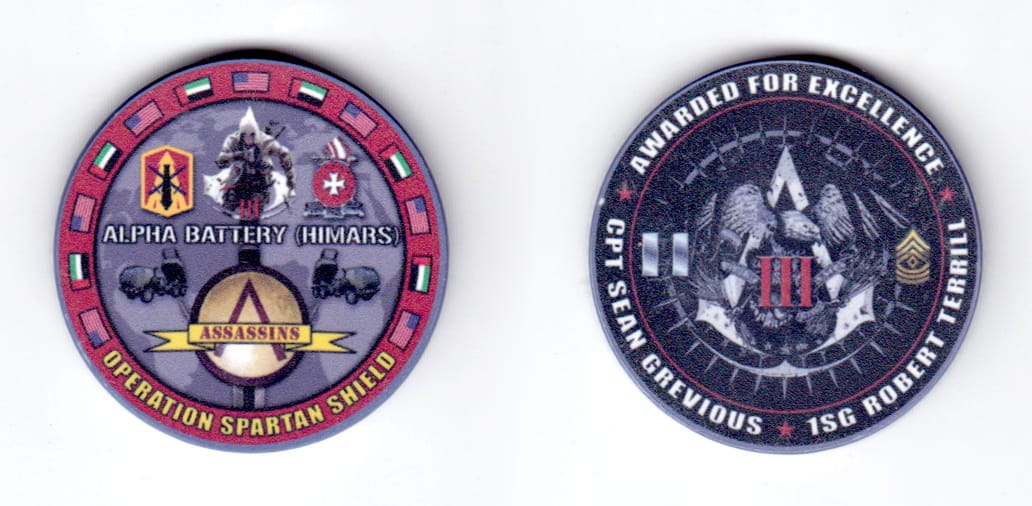 Round shaped poker chip, gray in color, 1 5/8 inches in diameter.