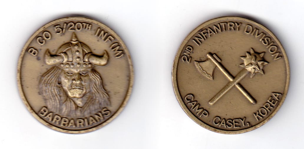 Round shaped coin, antique brass in color, 1 1/2 inches in diameter.