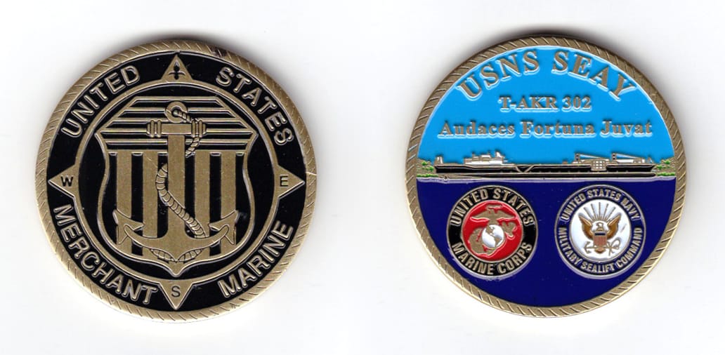 Round shaped coin, antique brass in color, 1 3/4 inches in diameter.