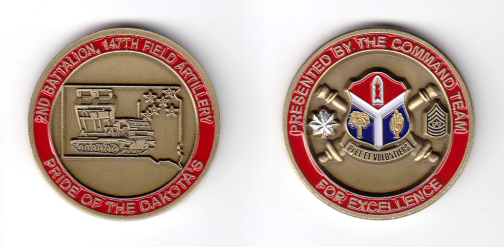 Round shaped coin, antique brass in color, 1 1/2 inches in diameter.