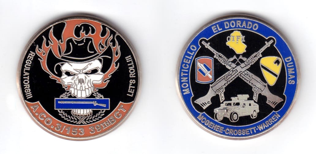 Round shaped coin, pewter in color, 1 3/4 inches in diameter.