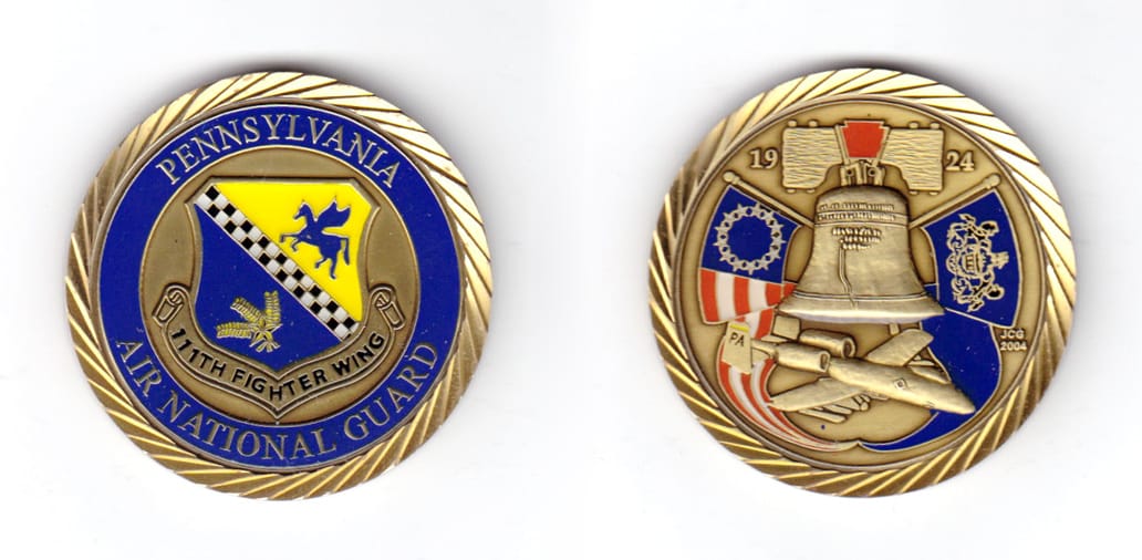 Round shaped coin, antique brass in color, 1 3/4 inches in diameter.