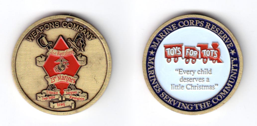 Round shaped coin, antique brass in color, 1 1/2 inches in color.