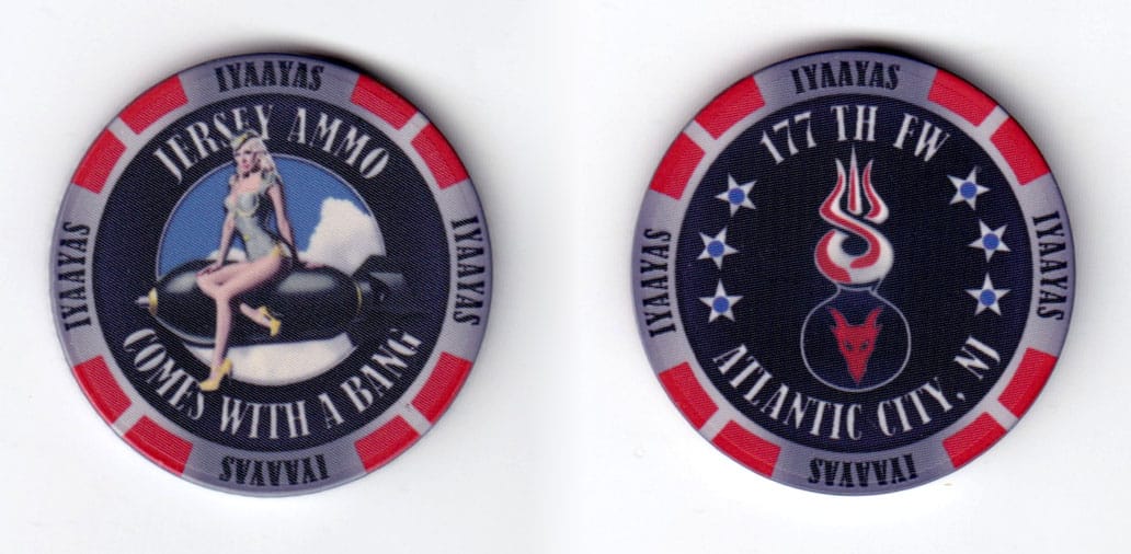 Round shaped poker chip, Gray & Red in color, 1 5/8 inches in diameter.