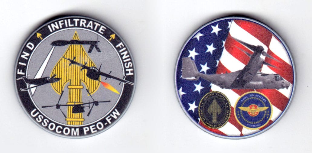 Round shaped poker chip, gray & blue in color, 1 5/8 inches in diameter.