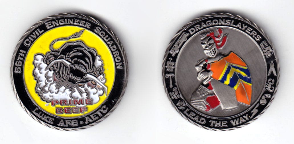 Round shaped coin, antique pewter in color, 1 5/8 inches in diameter.