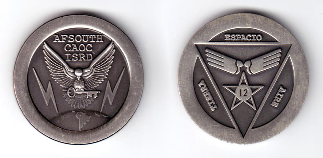 Round shaped coin, antique pewter in color, 1 1/2 inches in diameter.