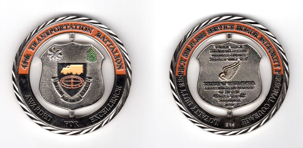 Round shaped spinner, pewter in color, 2 1/4 inches in diameter.