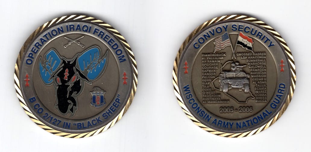 Round shaped coin, brass in color, 2 inches in diameter.