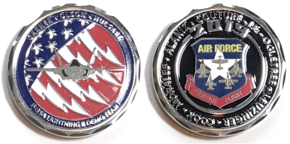 Round shaped coin, 1.75 inches in diameter, brass in color.